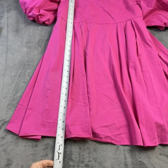 Peter‎ Som Dress Womens 14 Babydoll Pink Puff Sleeve Knee Length Chic Feminine - Picture 5 of 13